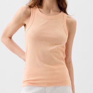 GAP Ribbed High Neck Tank Top, Peach Parfait, X-Large, NWT